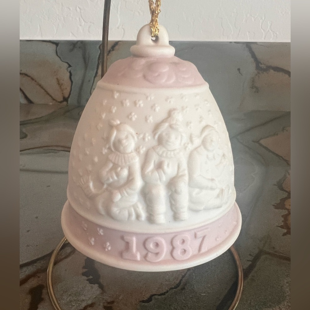 Laredo 1987 1st Annual Porcelain Christmas Bell Ornament made in Spain